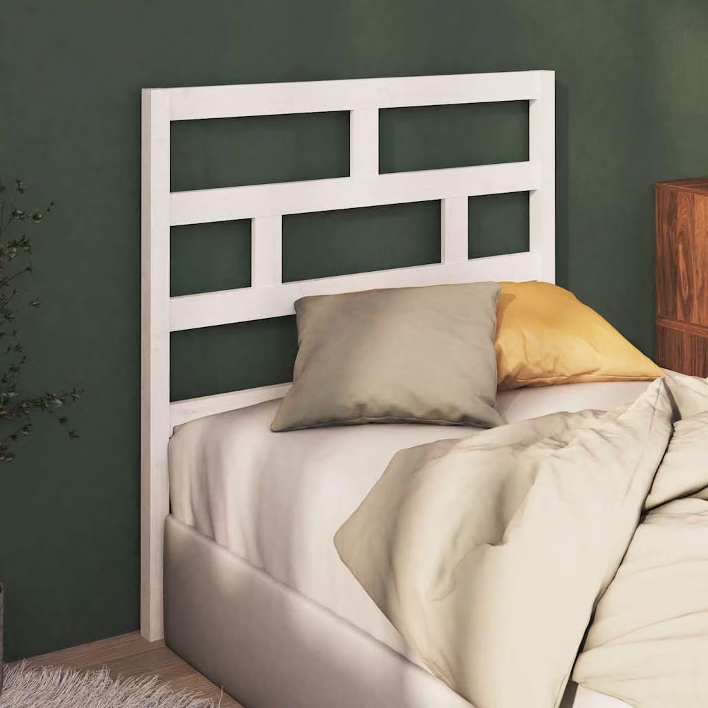 Testiera per letto vidaXL in legno massello di pino, colore bianco, L: 81 cm, P: 4 cm, H: 100 cm