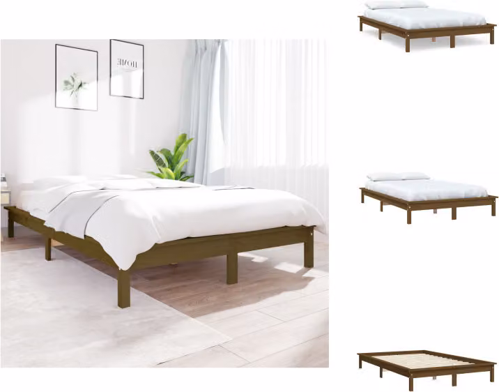vidaXL Letto in legno massiccio marrone miele 140x190 cm pino - Letti e strutture letto