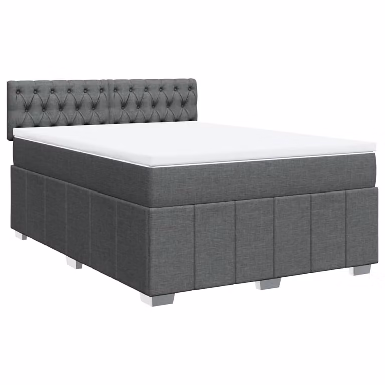 Giroletto a Molle con Materasso Grigio Scuro 140x200cm Tessuto