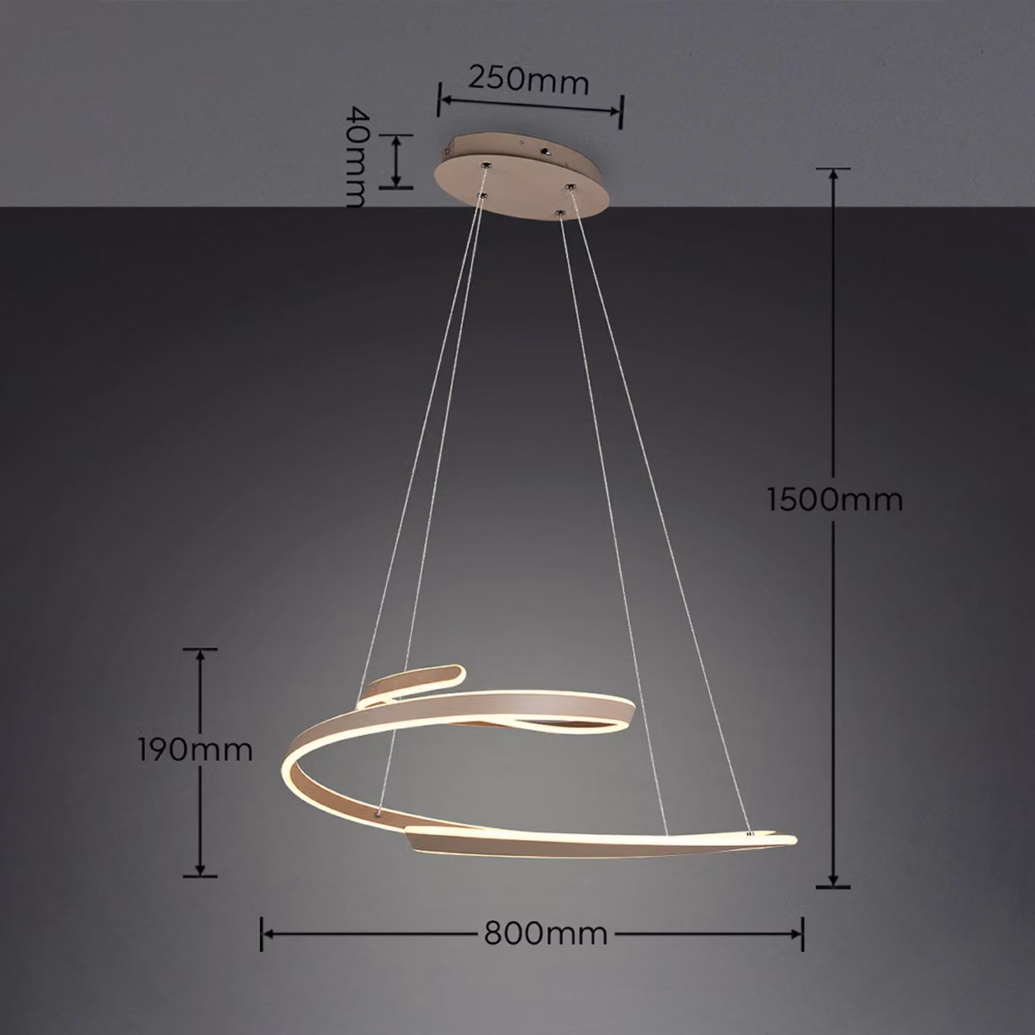 Trio Lighting Lampada a sospensione Arlington, dimmerabile, Crema / Ambra, Soggiorno / Sala da pranzo, Metallo, Moderno, Lampada a sospensione