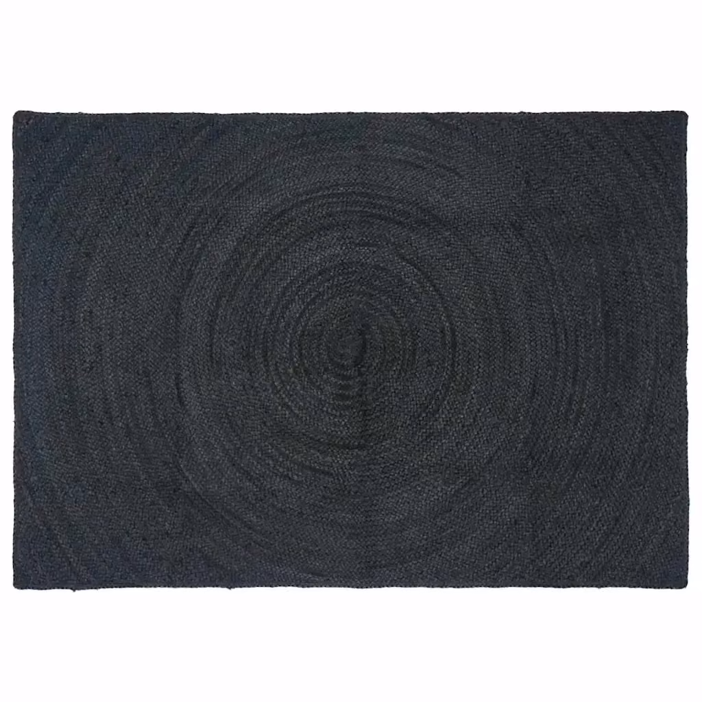 Tappeto rettangolare in juta per soggiorno Grigio Antracite L: 140 cm x P: 200 cm – 2