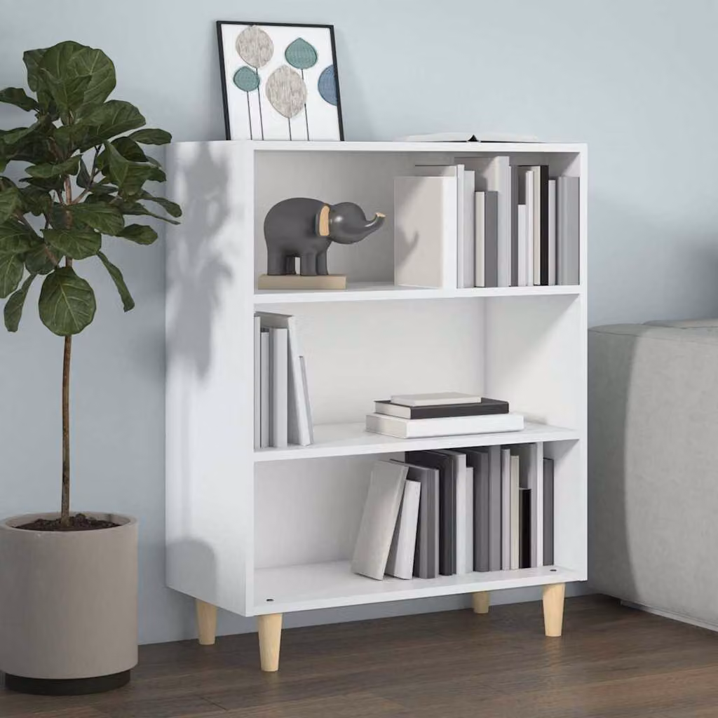 Credenza vidaXL Bianco Lucido in Legno Multistrato L: 69,5 cm, P: 32,5 cm, H: 90 cm