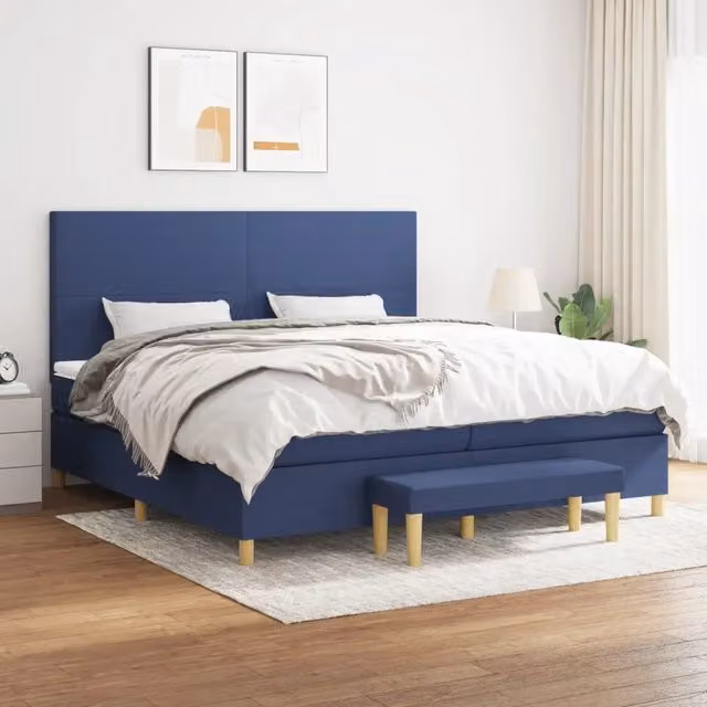 Letto Ibrido con Giroletto a Molle e Materasso vidaXL, Blu e Bianco, L/P/H: 200 x 200 x 128 cm – 1