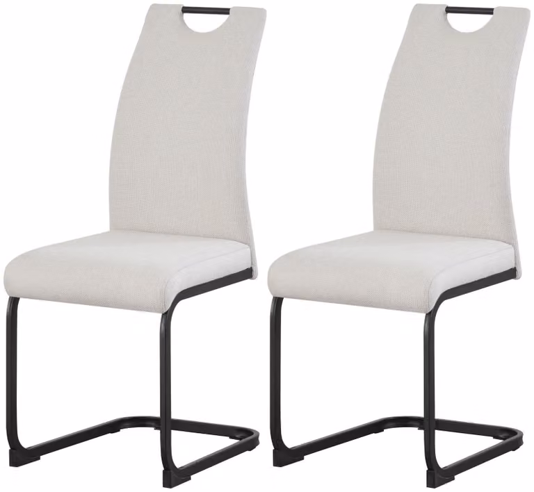 xonox.home Set di 2 sedie oscillanti Hanna in tessuto crema (L/H/D): 43 x 98 x 59 cm