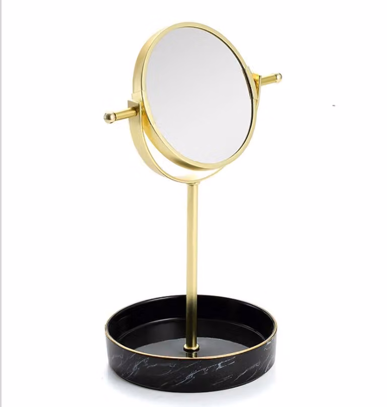 Solidchoice - Specchio da trucco a doppio lato con motivo marmorizzato nero