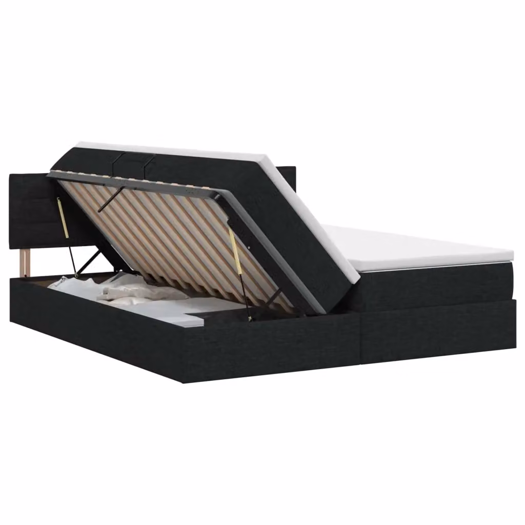 Letto con contenitore e testiera vidaXL in pelle sintetica nero e bianco L/P/H: 204 x 200 x 88 cm – 2