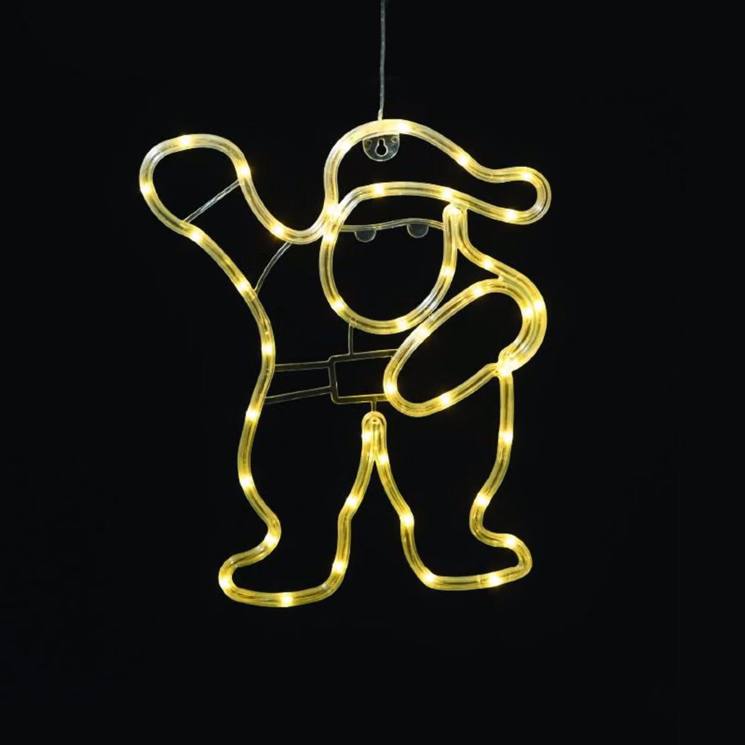 ACA Decorazione natalizia luminosa da appendere a forma di Babbo Natale, 44 LED bianco caldo, alimentazione a batterie (3xAA) o tramite porta USB, grado di protezione IP20, 28,5 x 0,7 x 34,8 cm, X04441305
