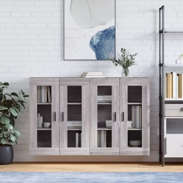 Armadietti a Parete 2 pz Grigio Sonoma in Legno Multistrato 3197959
