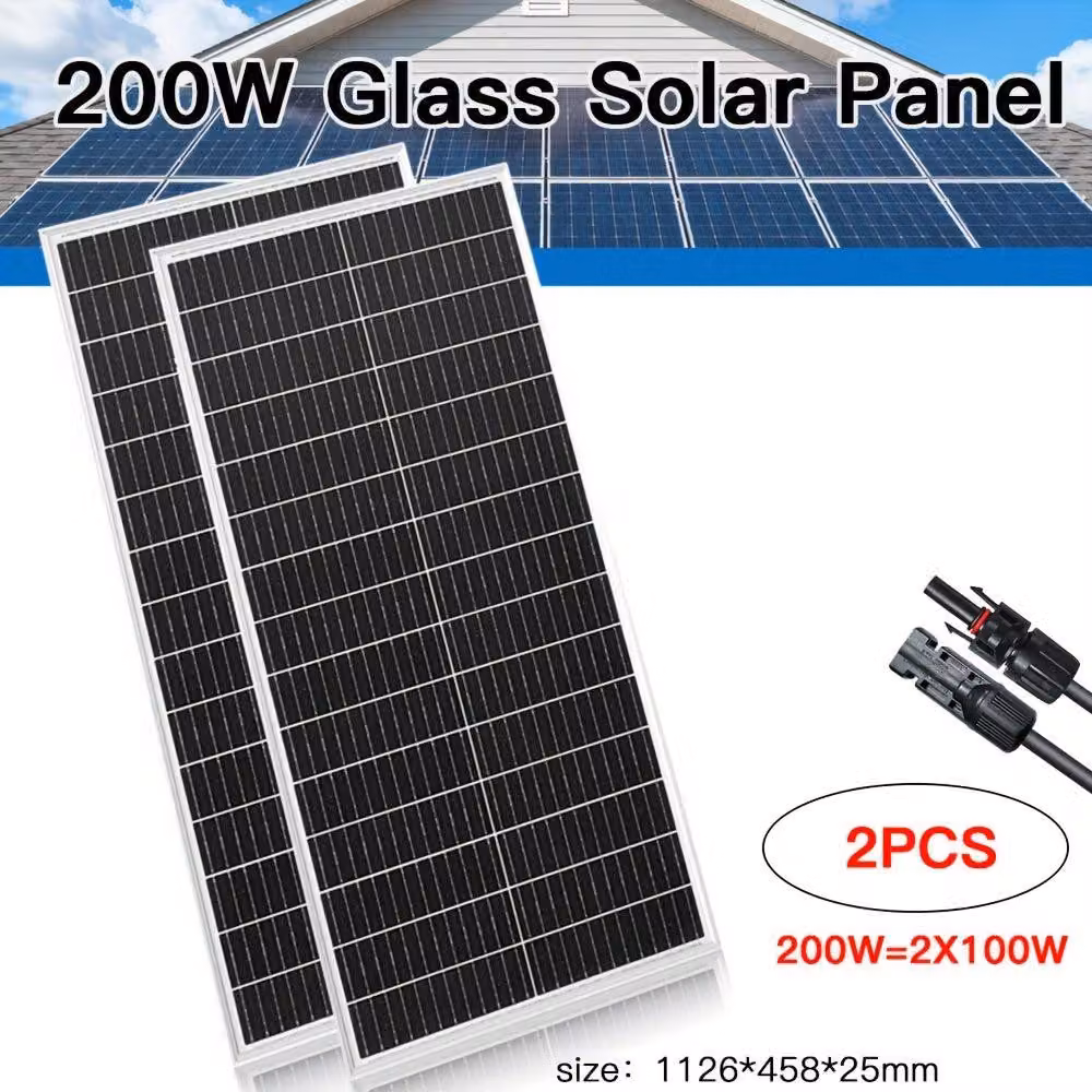Kit pannello solare da 200W – Sistema solare monocristallino con telaio in alluminio impermeabile (grado di protezione IP67)