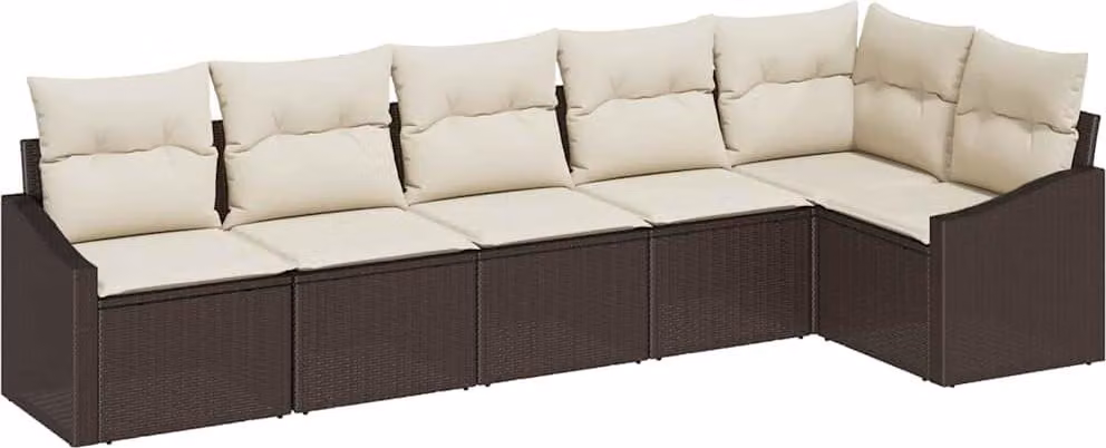 Set di divani con cuscino 6 pcs Marrone polyrattan