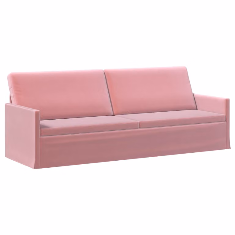Divano a 3 posti vidaXL in velluto rosa con struttura in metallo, L: 220 cm, P: 81 cm, H: 82 cm
