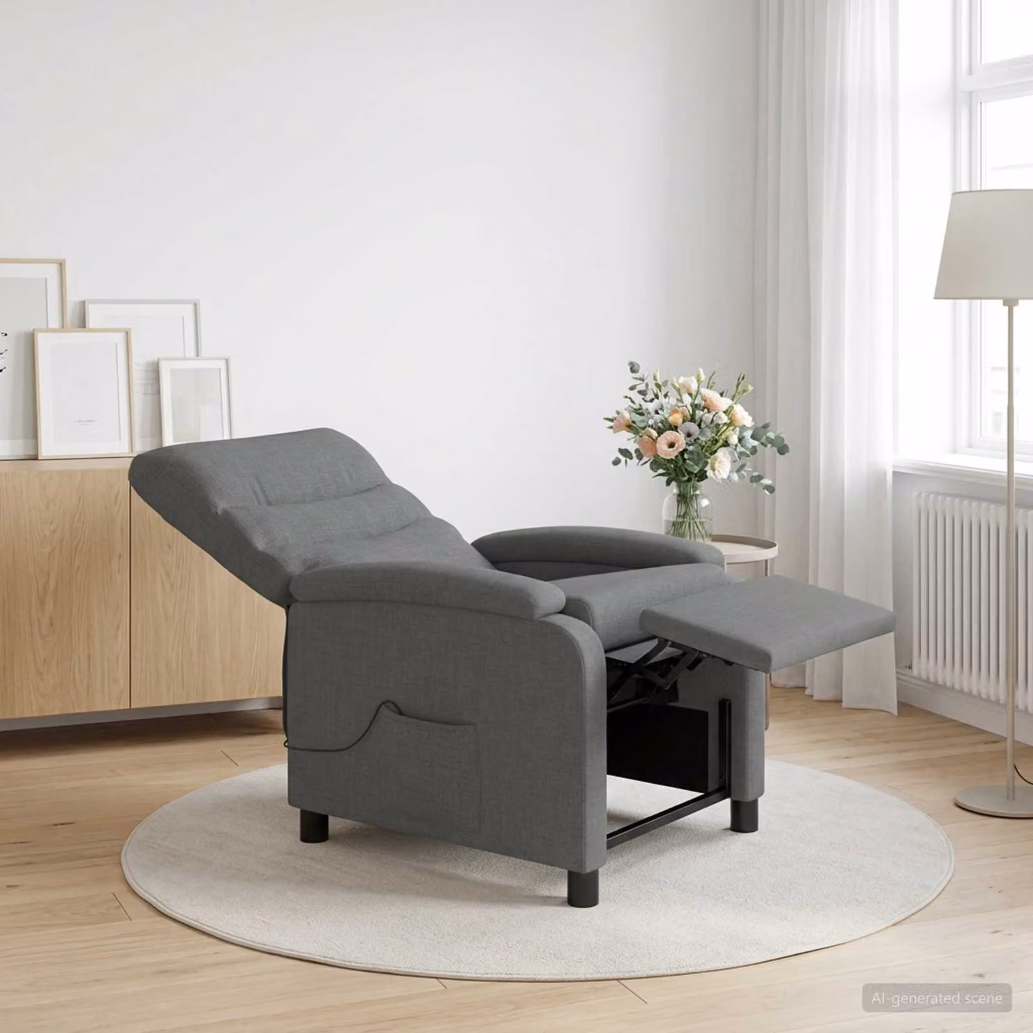 vidaXL Poltrona Relax Moderna in Tessuto Grigio con Braccioli
