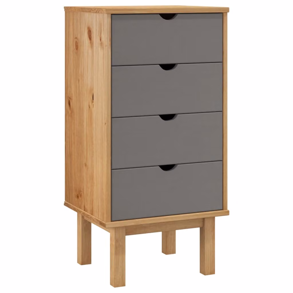 Cassettiera OTTA Marrone e Grigio 45x39x90 cm in Legno di Pino