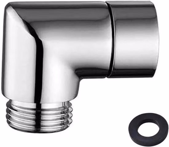 Adattatore per doccetta - Raccordo a gomito a 90 gradi per tubo flessibile della doccia - Accessorio per braccio doccia con raccordo mobile - Fascette di fissaggio incluse - Per doccette - Accessorio per bagno con attacco da 1/2 pollice