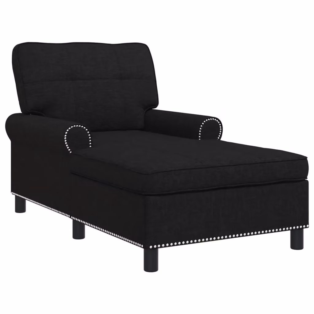Chaise Lounge Moderna vidaXL in Tessuto Nero con Rivestimenti Rimovibili L/P/H: 91 x 157 x 91 cm – 2