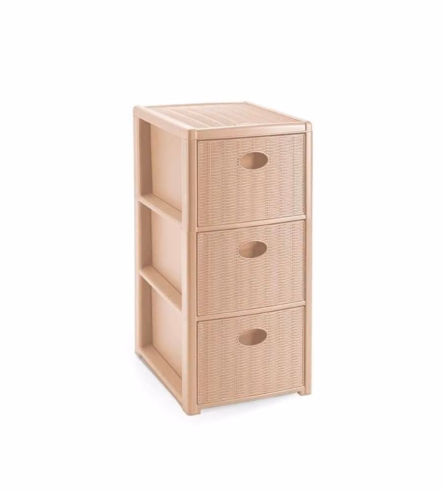Cassettiera Stefanplast Elegance 3 posti colore Cashmere L 30 cm, P 40 cm, H 60 cm in polipropilene con ruote
