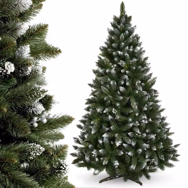 Albero di Natale artificiale KADAX realistico, 220 cm, denso, a forma di diamante, ricoperto di neve, di alta qualità.