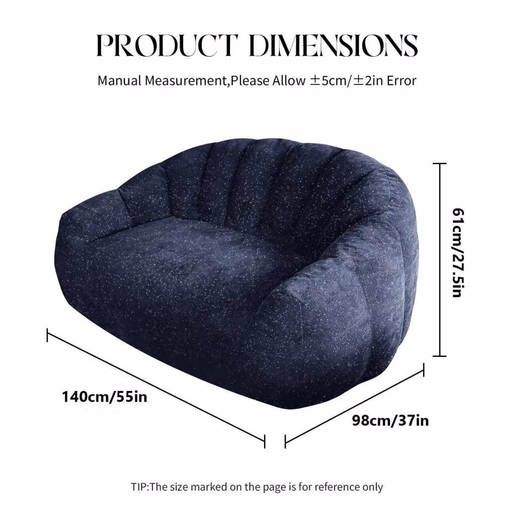 Poltrona sacco WISHDOR a forma di zampa d'orso in flanella blu con design ergonomico per salotto e camera da letto – 2