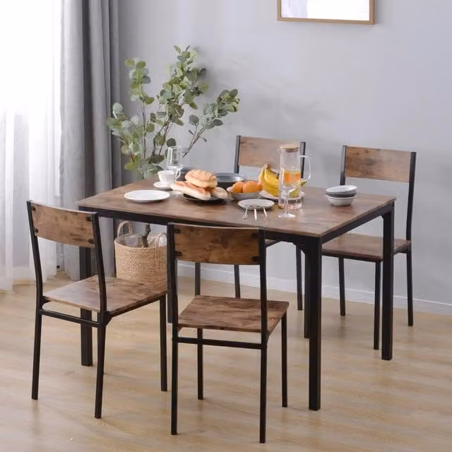 Set da pranzo REDOM composto da tavolo rettangolare e 4 sedie, colore marrone, L/P/H: 108 x 65 x 75 cm