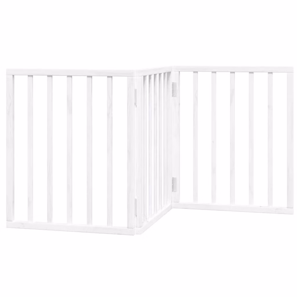 Cancello per Cani Pieghevole 3 Pannelli Bianco 150 cm Pioppo