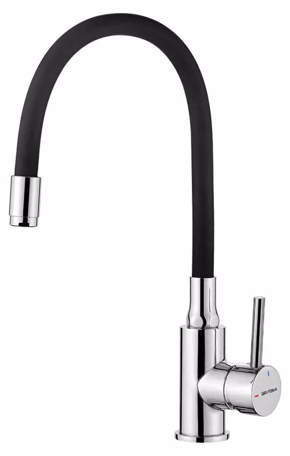 Rubinetto da cucina, girevole a 360° con tubo in silicone flessibile