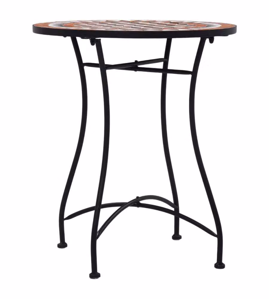 Tavolino da Bistrot con Mosaico Marrone 60 cm in Ceramica