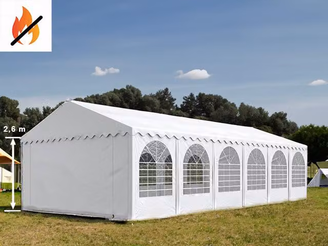 Tenda per eventi, dimensioni 6x12 metri, PVC MAX+ da 550 g/m², colore bianco
