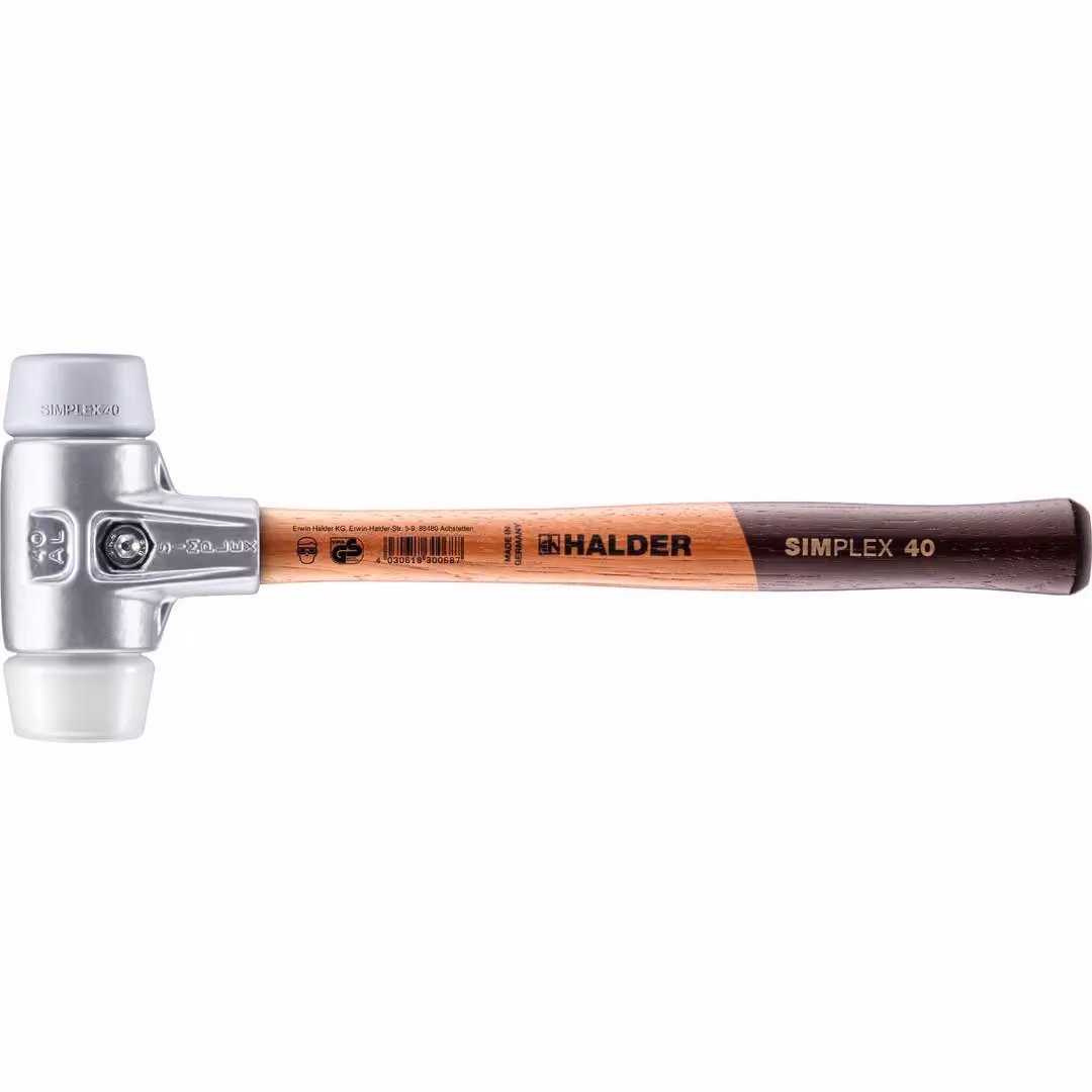 Mazza SIMPLEX soft-face con alloggiamento in alluminio e manico in legno, Ø 40, TPE-Mid / Superplastic