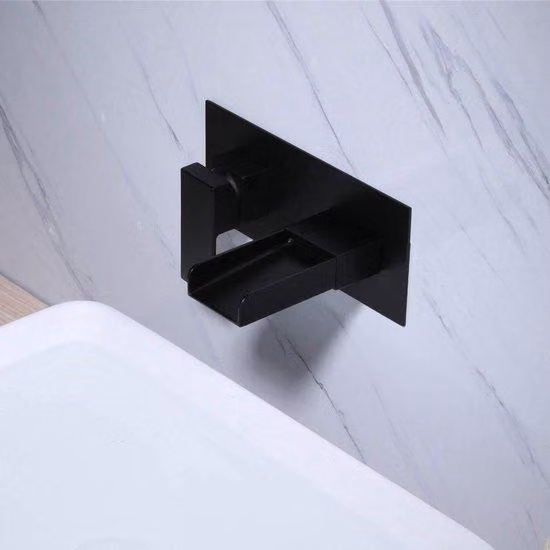 Miscelatore da parete per lavabo Black Matte a cascata in ottone - Allecto Premium