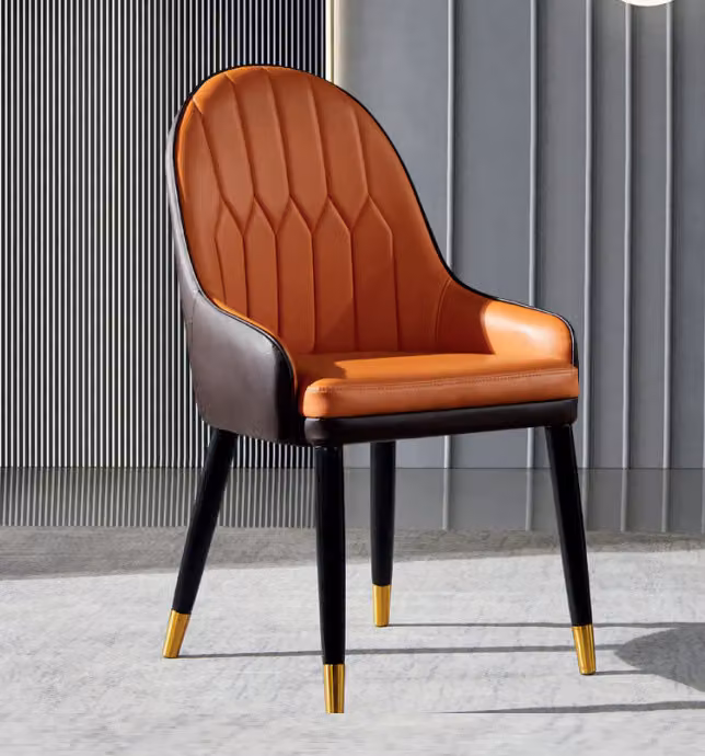 Braun-Orange Esszimmerstühle Designer Holzstühle Moderner Lehnstuhl