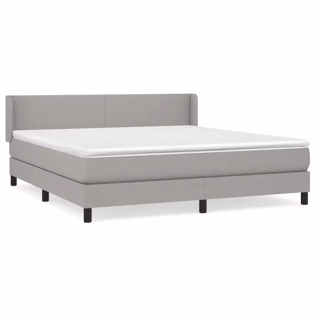 vidaXL Giroletto a Molle con Materasso Ibrido in Tessuto Grigio Chiaro e Bianco, L/P/H: 160 x 200 cm – 2