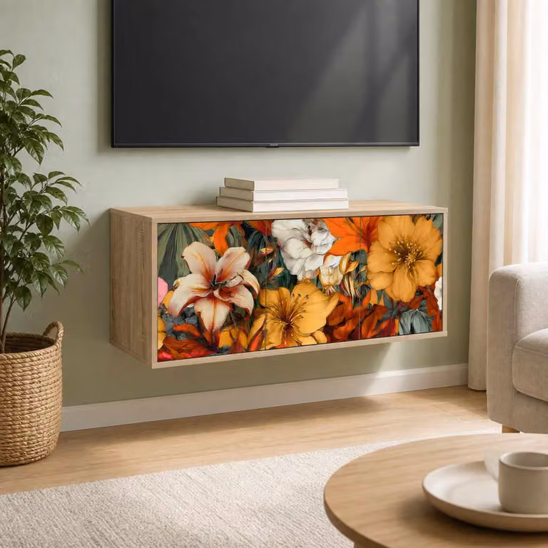 Mobile TV da parete vidaXL GENNEP in Rovere Sonoma, L/P/H: 102 x 33 x 40 cm