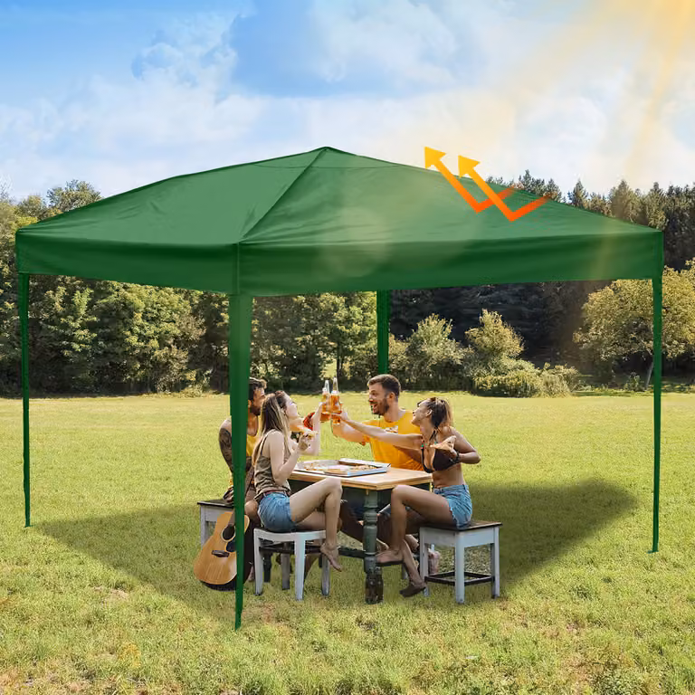 Gazebo pieghevole Izrielar 3x3 m impermeabile – Gazebo pieghevole con protezione UV 50+, tenda da giardino e tenda per feste, ideale per giardino, campeggio, matrimoni e spiaggia Verde