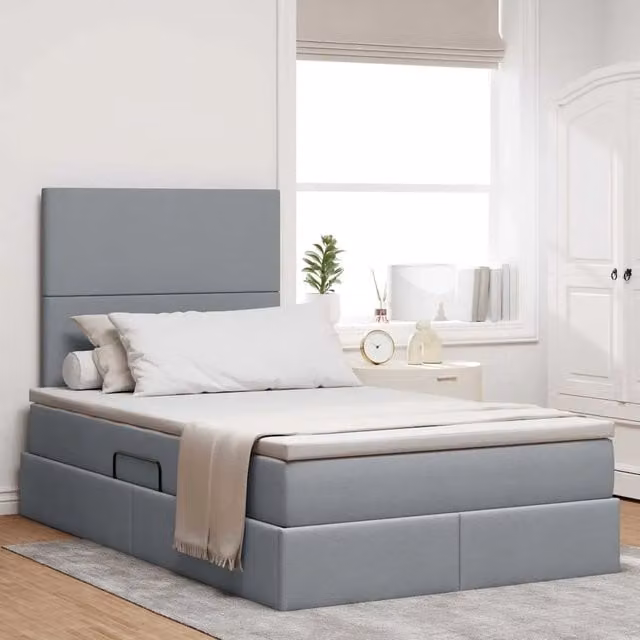 Letto con contenitore e illuminazione LED vidaXL, Grigio, L/P/H: 200 x 120 x 46 cm