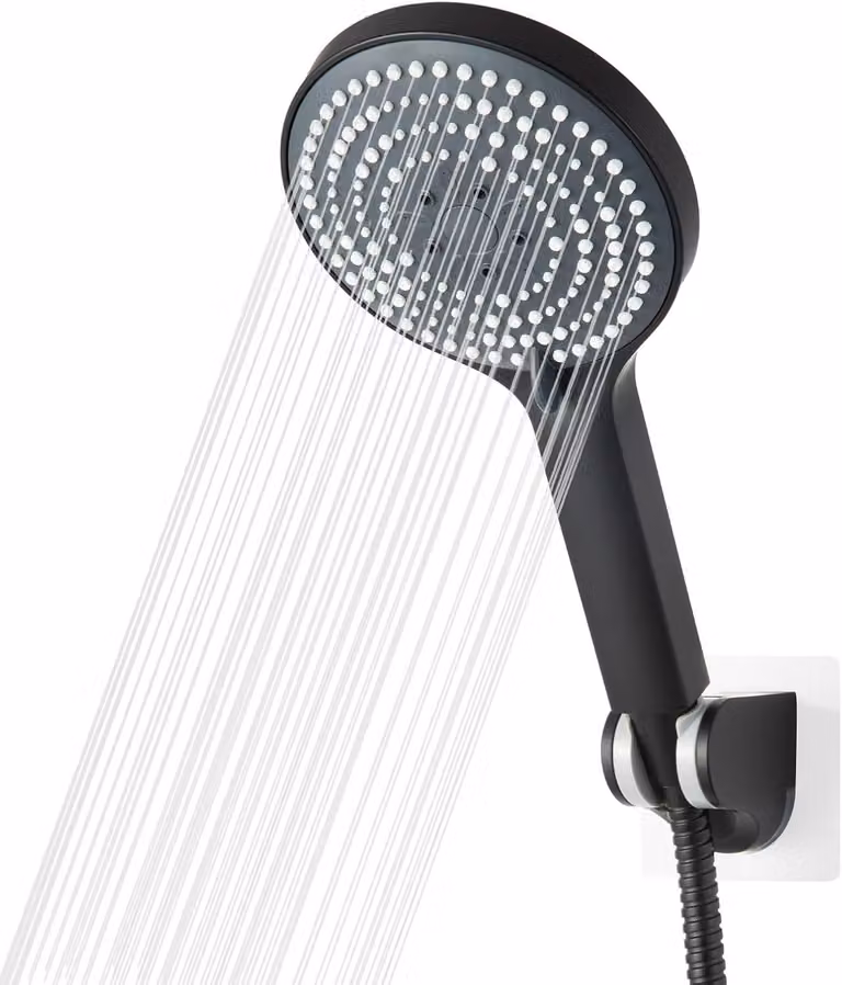 Rubinetto a leva con 6 posizioni, tubo flessibile per doccia da 1,6 metri, diametro 130 mm, colore nero, per bagno
