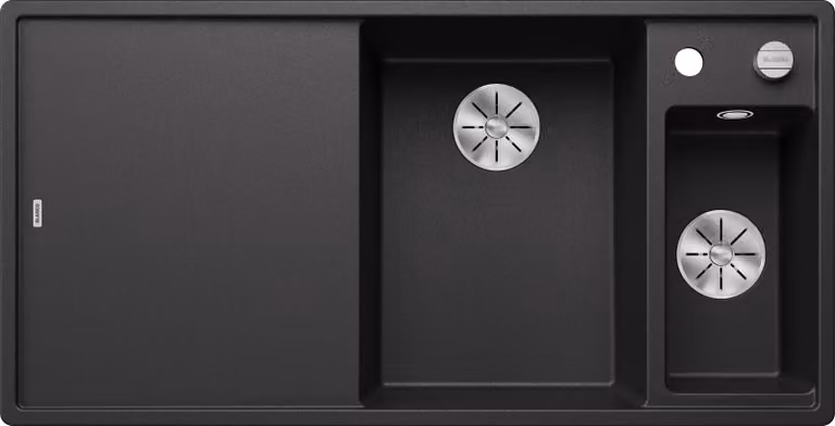 BLANCO AXIA III 6 S, SILGRANIT® PuraDur®, antracite, lavabo a destra, con scarico a distanza, incluso tagliere in vetro