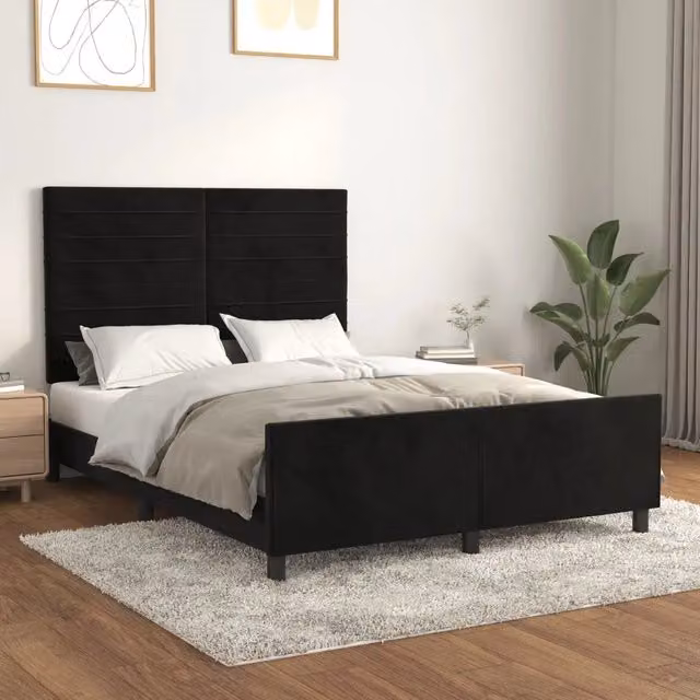 Giroletto vidaXL in Velluto Nero L/P/H: 140 x 190 x 128 cm