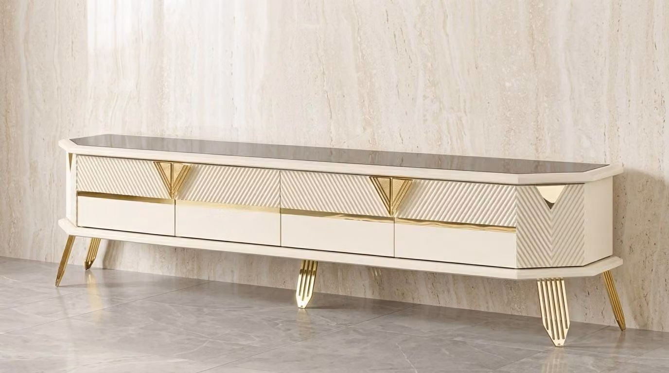Mobile bar moderno, colore beige, nuovo, pratico, ideale per il soggiorno, confortevole