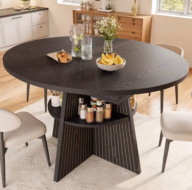 Tavolo da pranzo allungabile 110-150x110 cm nero con vano aperto per piccoli spazi