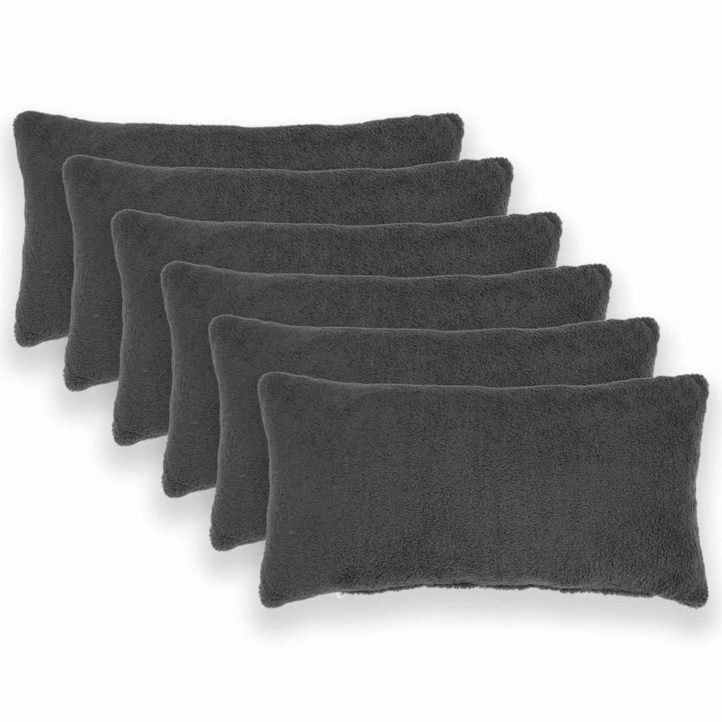 Set di 6 federe vidaXL HEERLEN in tessuto bouclé grigio scuro, L 40 cm x P 80 cm