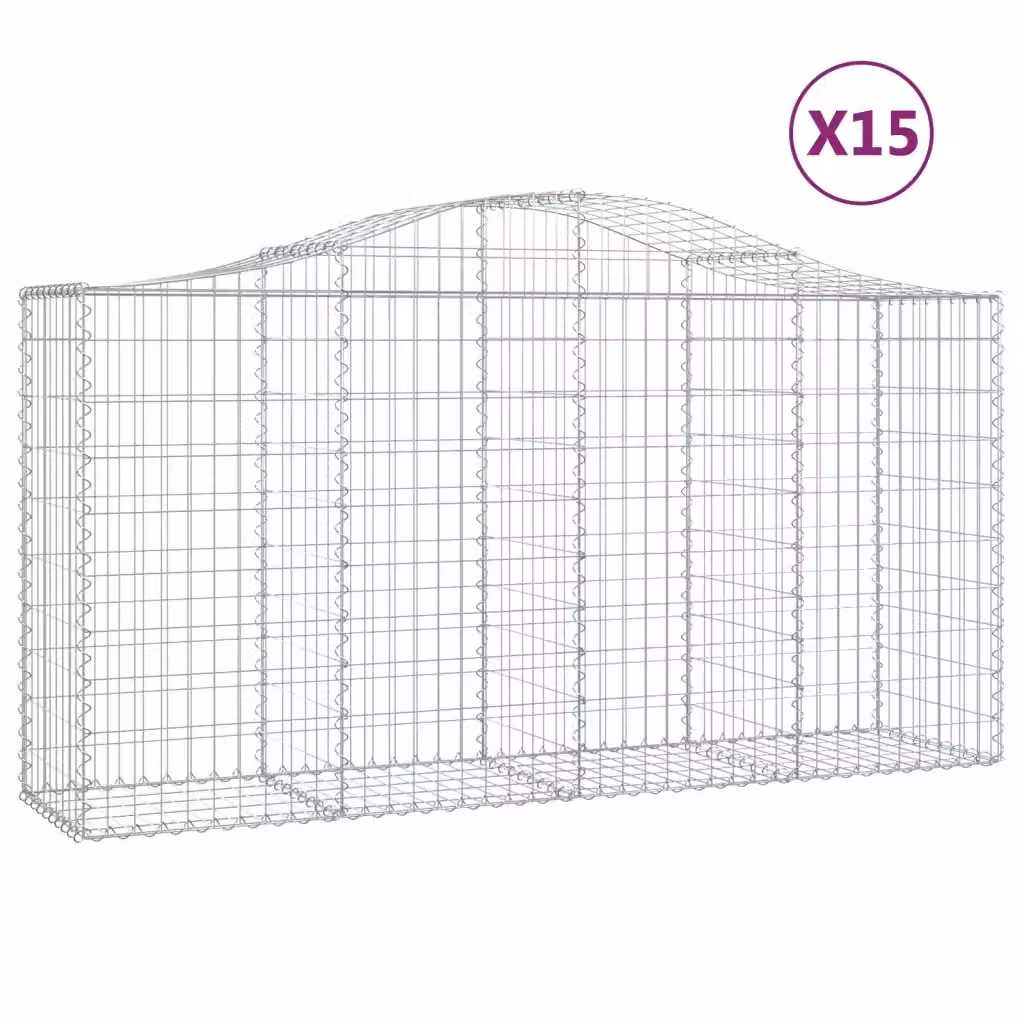 Set di 15 Cesti Gabbioni ad Arco Videx in Acciaio Zincato Colore Argento L/P/H: 200 x 50 x 100/120 cm – 2