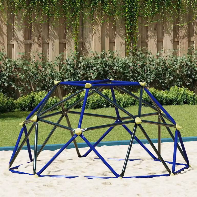 vidaXL Struttura per arrampicata a cupola per bambini Blu in Acciaio e Plastica H: 174 cm, L: 174 cm, P: 90,5 cm