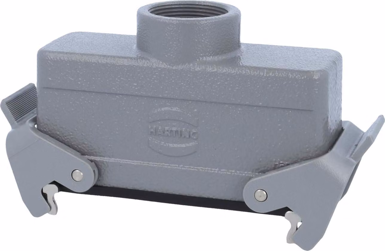 HARTING Han 24B Alloggiamento connettore basso, 1xM32 uscita cavo diritta, con 2 staffe trasversali Vite M32 Area di serraggio