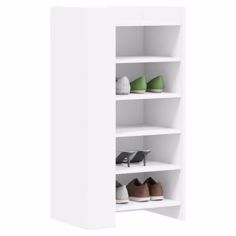 Scarpiera moderna vidaXL bianca con ante a battente in legno e MDF, L 52 cm x P 37,5 cm x H 100 cm