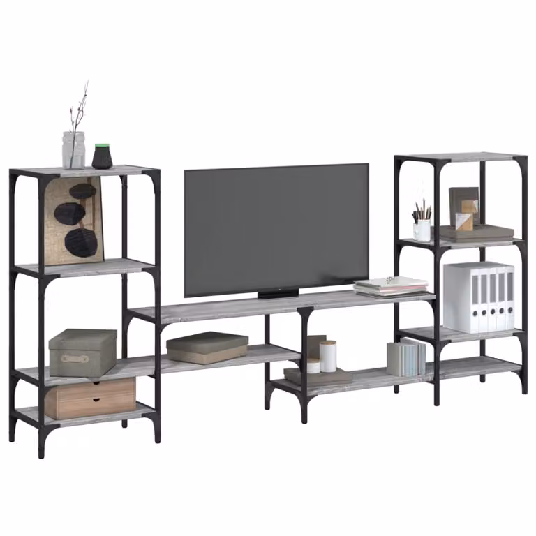 vidaXL Mobile Porta TV Moderno Grigio Sonoma in Legno e Metallo L 206,5 cm x P 28,5 cm x H 95 cm