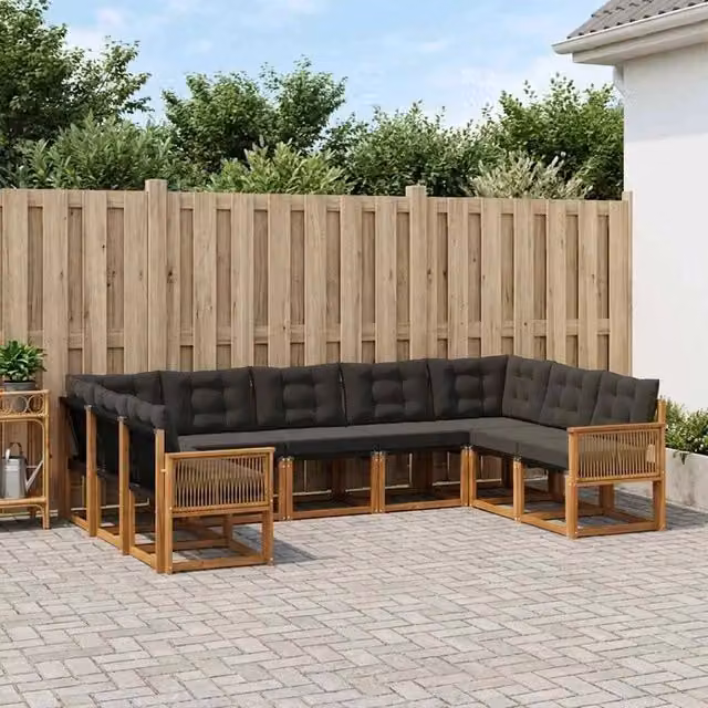 Set di divani da esterno 9 pz Naturale e Nero 3382212
