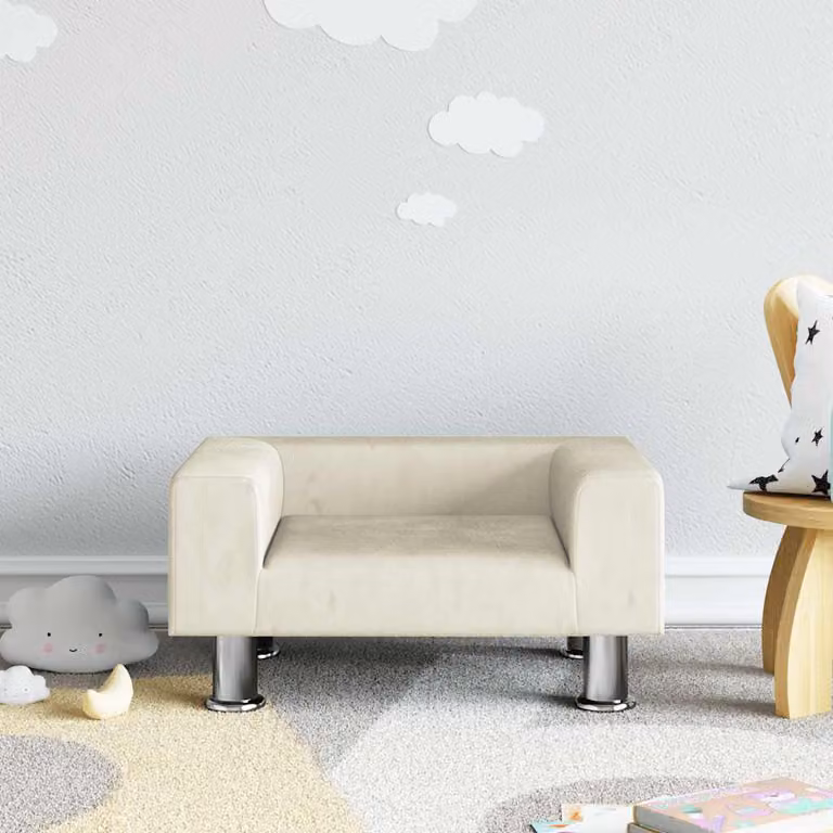 Divano per bambini vidaXL in velluto beige L: 50 cm, P: 40 cm, H: 26,5 cm