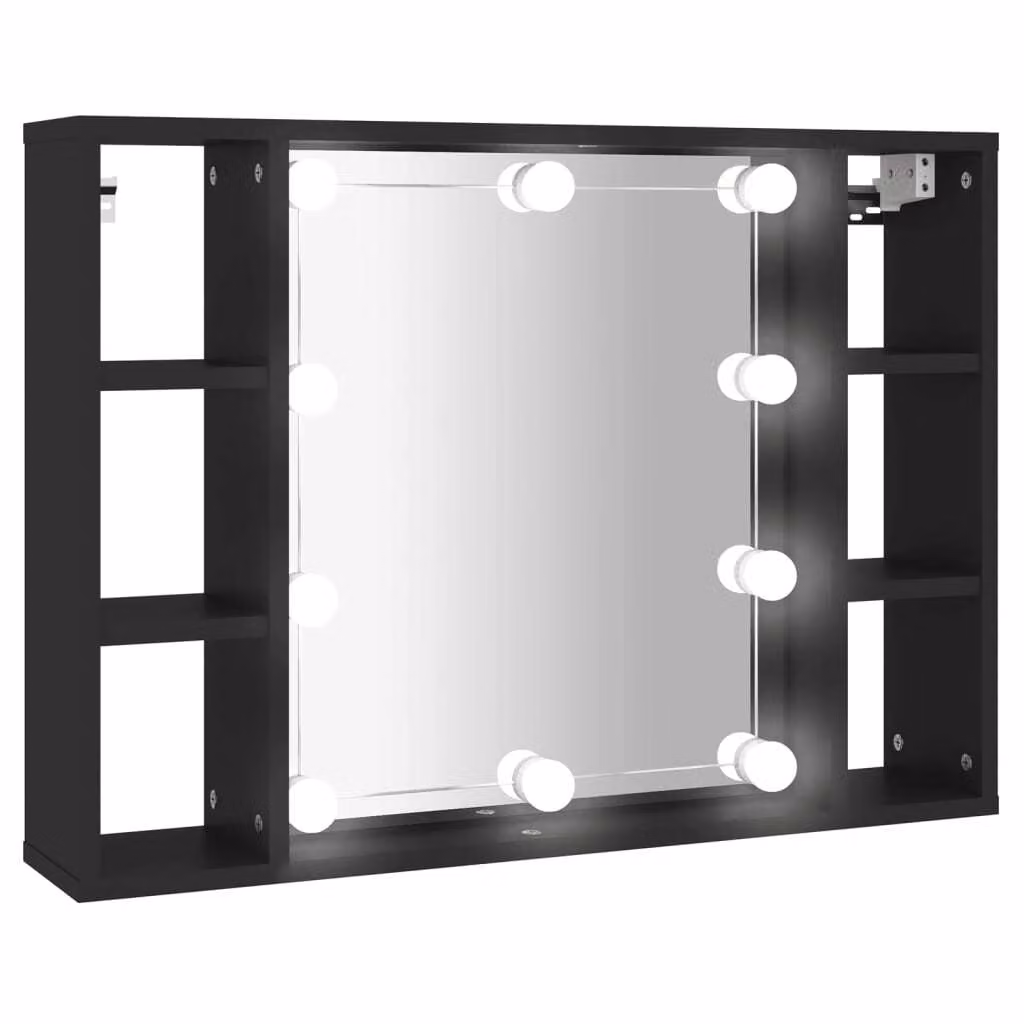 Mobile a Specchio con LED Nero 76x15x55 cm
