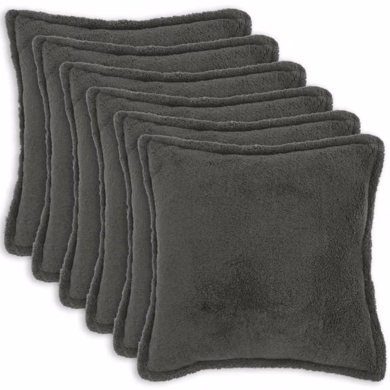 Set di 6 federe vidaXL HOUTEN Grigio Scuro, tessuto bouclé, L 60 x P 60 cm
