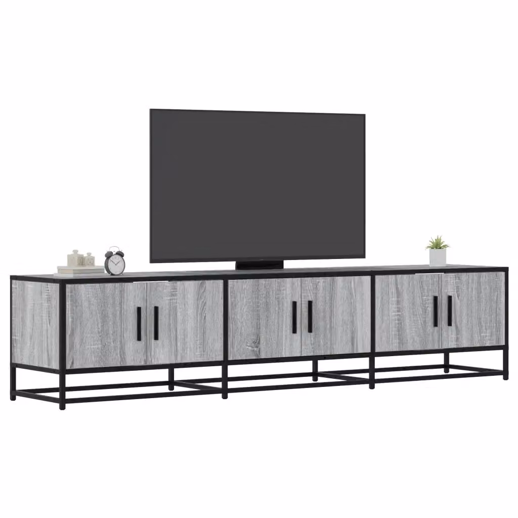 Mobile TV in stile industrial con ripiani porta media, colore grigio, L/P/H: 180 x 35 x 41 cm – 2